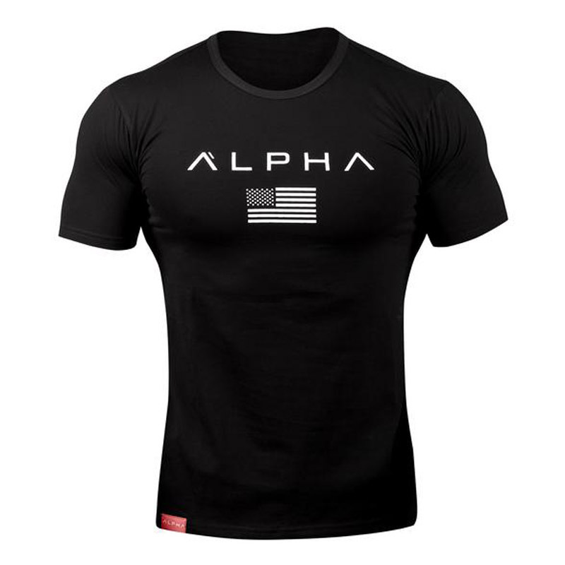Picture of Muscle Fitness European and American Summer Round Neck Sports T-shirt Men's Short Sleeve Fitness Running Training Clothing alpha Short Sleeve