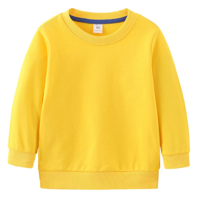 Children's Sweatshirt Pure Cotton Spring & Fall Terry Thin Pure Color Blank Round Neck Long-Sleeved Outwear Hoodie Clean Version Kidsren's Clothing Cross-Border
