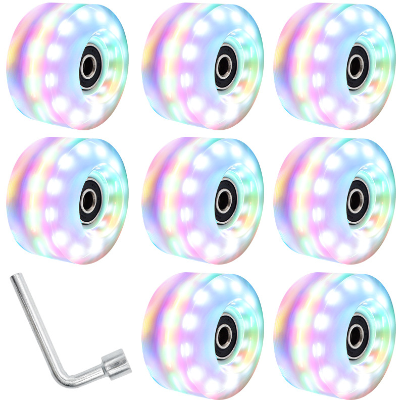 Picture of High Flash Six-light Double Row Roller Skate Luminous Wheel Four-wheel Roller Skate Flash Wheel Skating Rink Indoor Outdoor Wheels