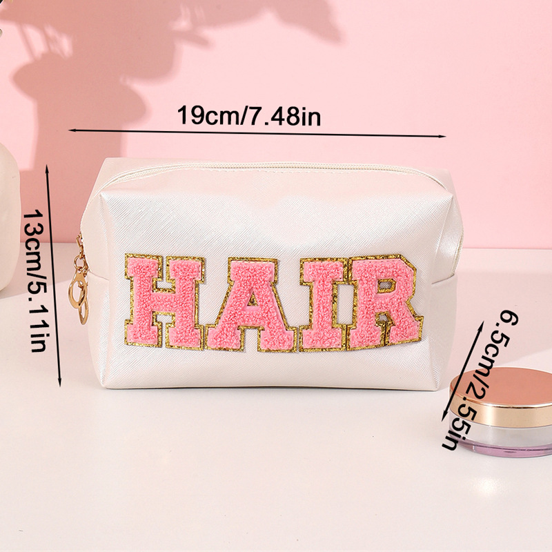 Picture of Amazon popular cosmetic bag pu towel embroidered letters octagonal storage bag travel portable wash bag cosmetic bag