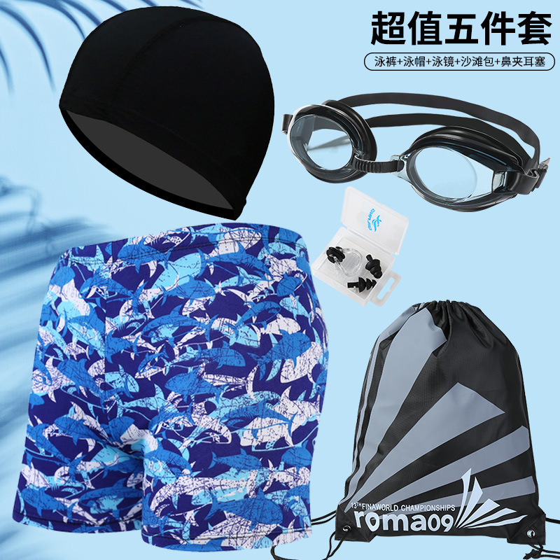 Picture of Explosions swimming trunks adult men's plus size anti-embarrassment boxer men's printing beach hot spring swimming trunks factory wholesale