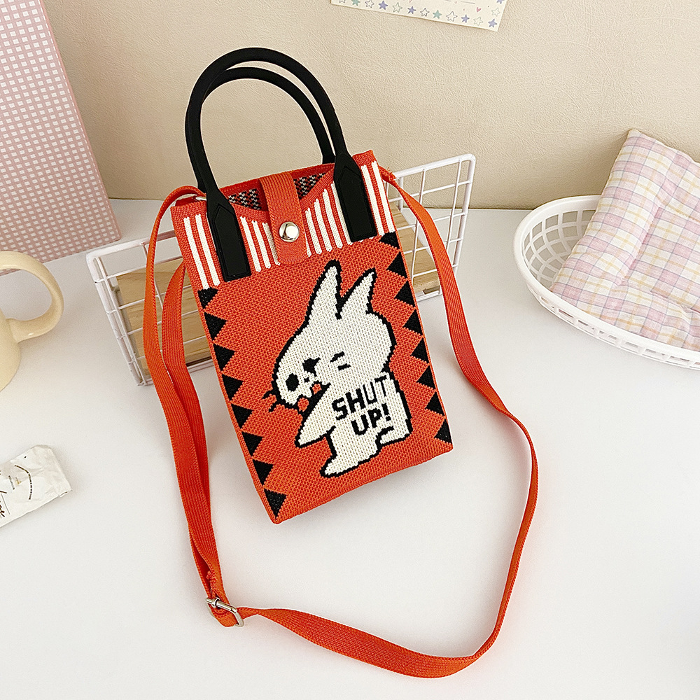 Picture of Shoulder Crossbody Mobile Phone Bag Cute Knitted Hand Bag Cartoon Large Capacity All-match Coin Purse Handbag Wholesale