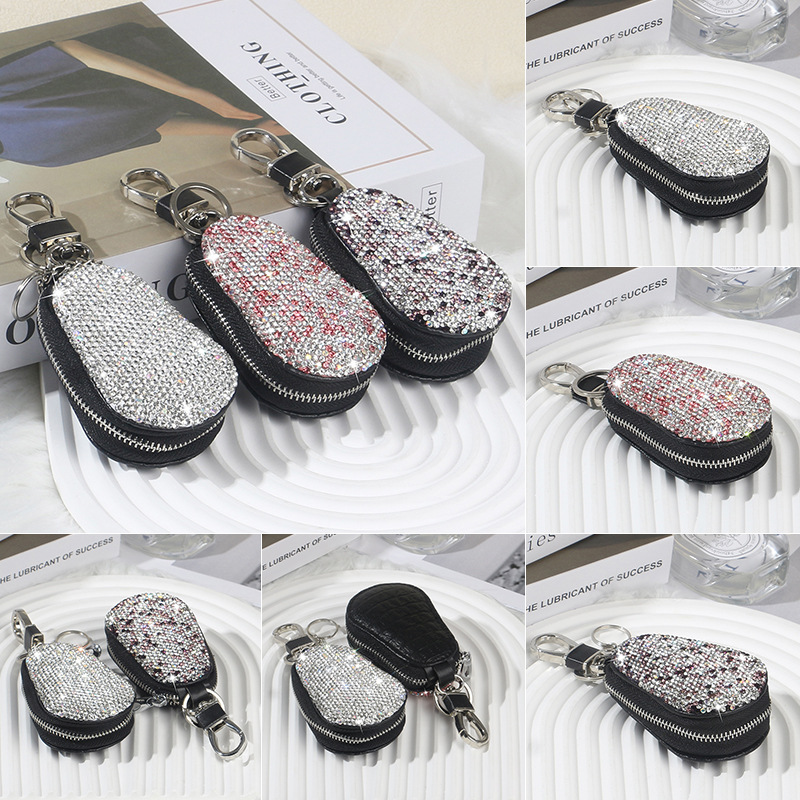Cross-border creative diamond-encrusted car key bag car full diamond crystal key set car goddess car supplies women