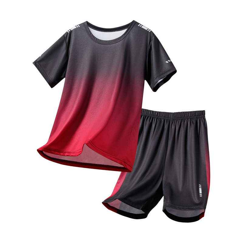 Picture of 25 Summer Kidsren's Quick-Drying Short-Sleeved Suits for Older Kidsren, Sportswear, Teenagers, Junior High School Students, Basketball and Football Uniforms, Family Wear