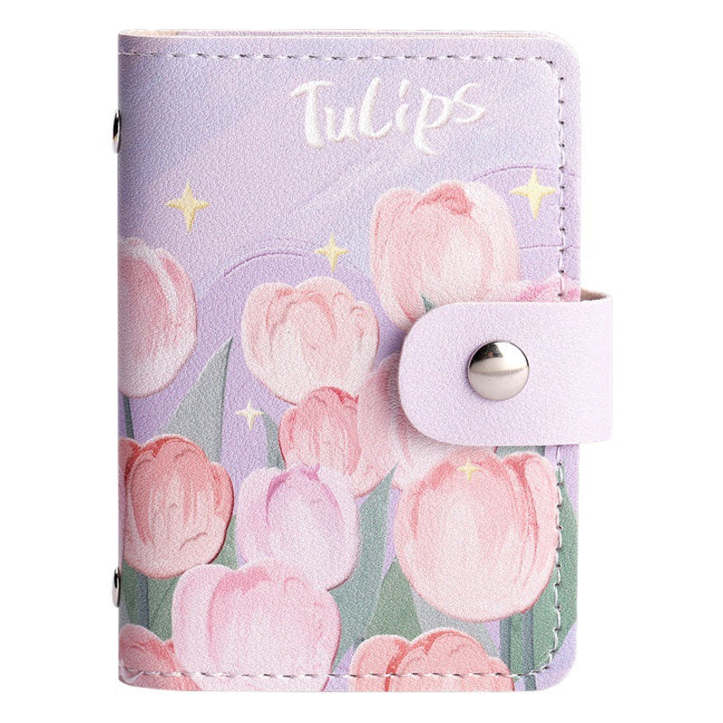 Vintage Oil Painting Card Bag Large Capacity Women's Multi-Card Driver's License Card Jacket Card Bag Small Cartoon Coin Purse
