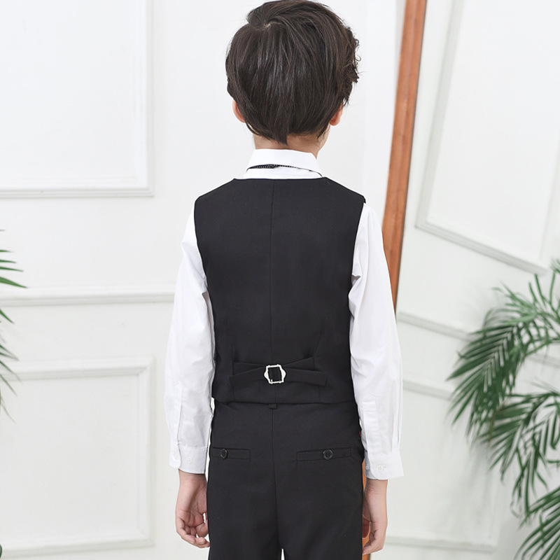 Picture of Children's Black Suit Vest Boy Flower Girl Dress Performance Clothing British Style Pure Color Vest Drop Shipping