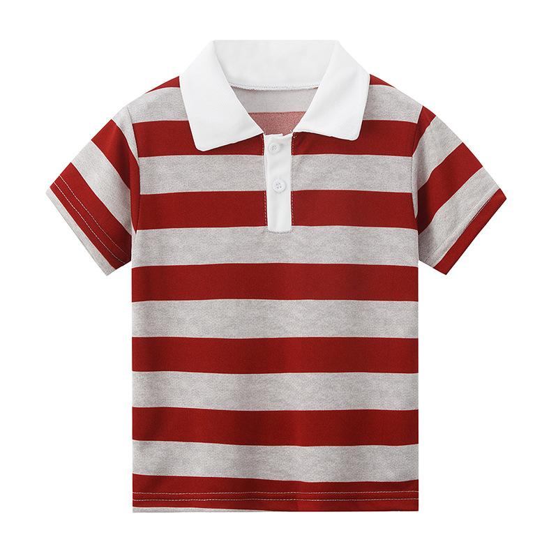 Picture of Overseas Cross-border Platform Children's Striped Multicolor Polo Shirt Boys Gentleman Casual Short-sleeved Girls Solid Color All-match T