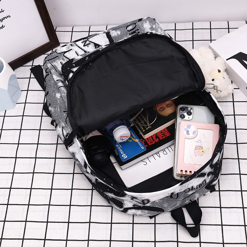 Picture of Niche Design Nylon Printed Backpack for Men and Women, Casual Large-Capacity Travel Backpack, College Student School Bag