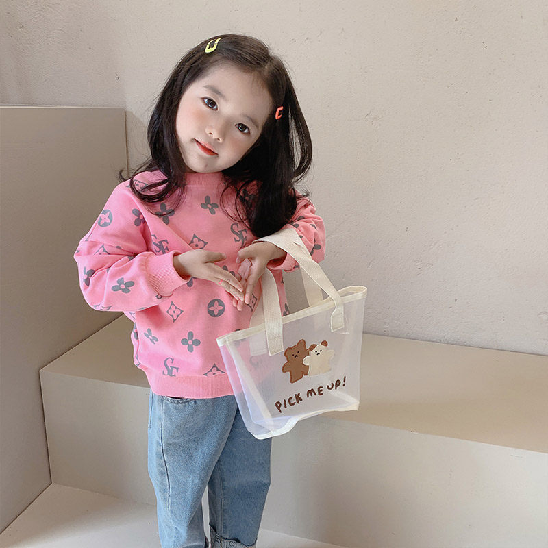 Picture of Wholesale Girls' Sweatshirts 2025 New Korean Style Kidsren's Style Printed Spring & Fall Clothing Versatile Round Neck Long-Sleeved Tops