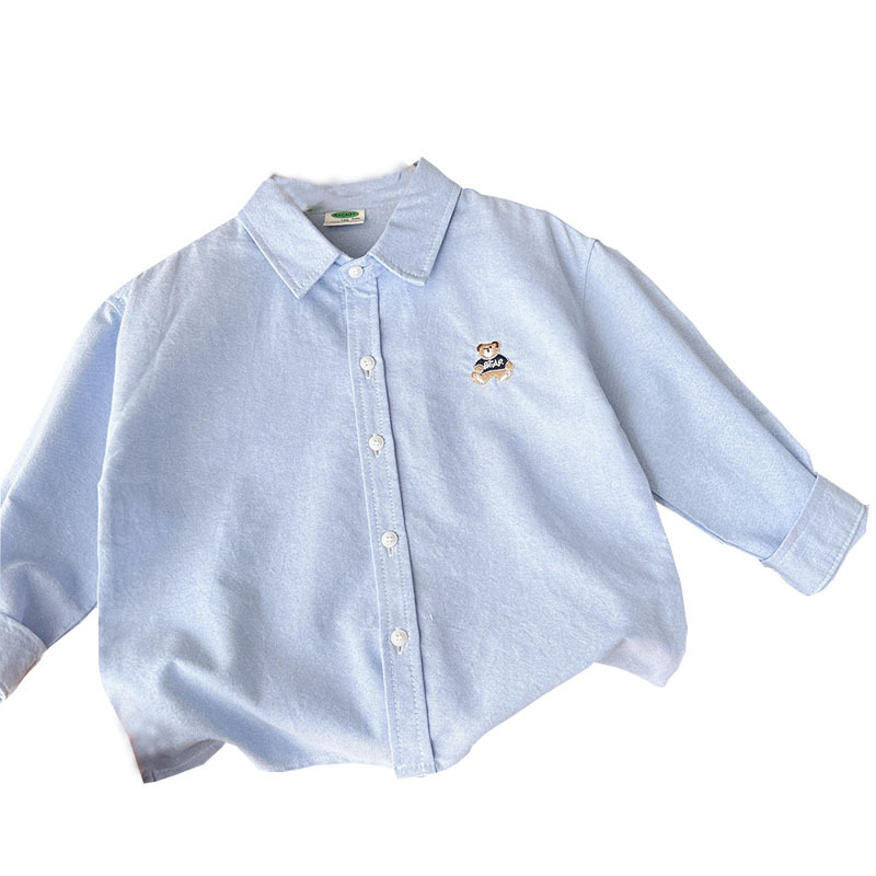 Picture of Men's Children's Cotton Oxford Long Sleeve Shirt 24 Spring and Autumn Korean Baby Loose Western Style Cartoon Soft Top
