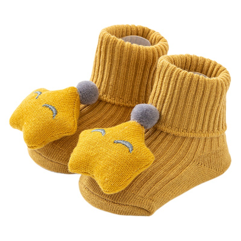 Newborn baby socks class a cotton spring and autumn non-slip boys and girls baby cartoon doll tube floor socks wholesale 1