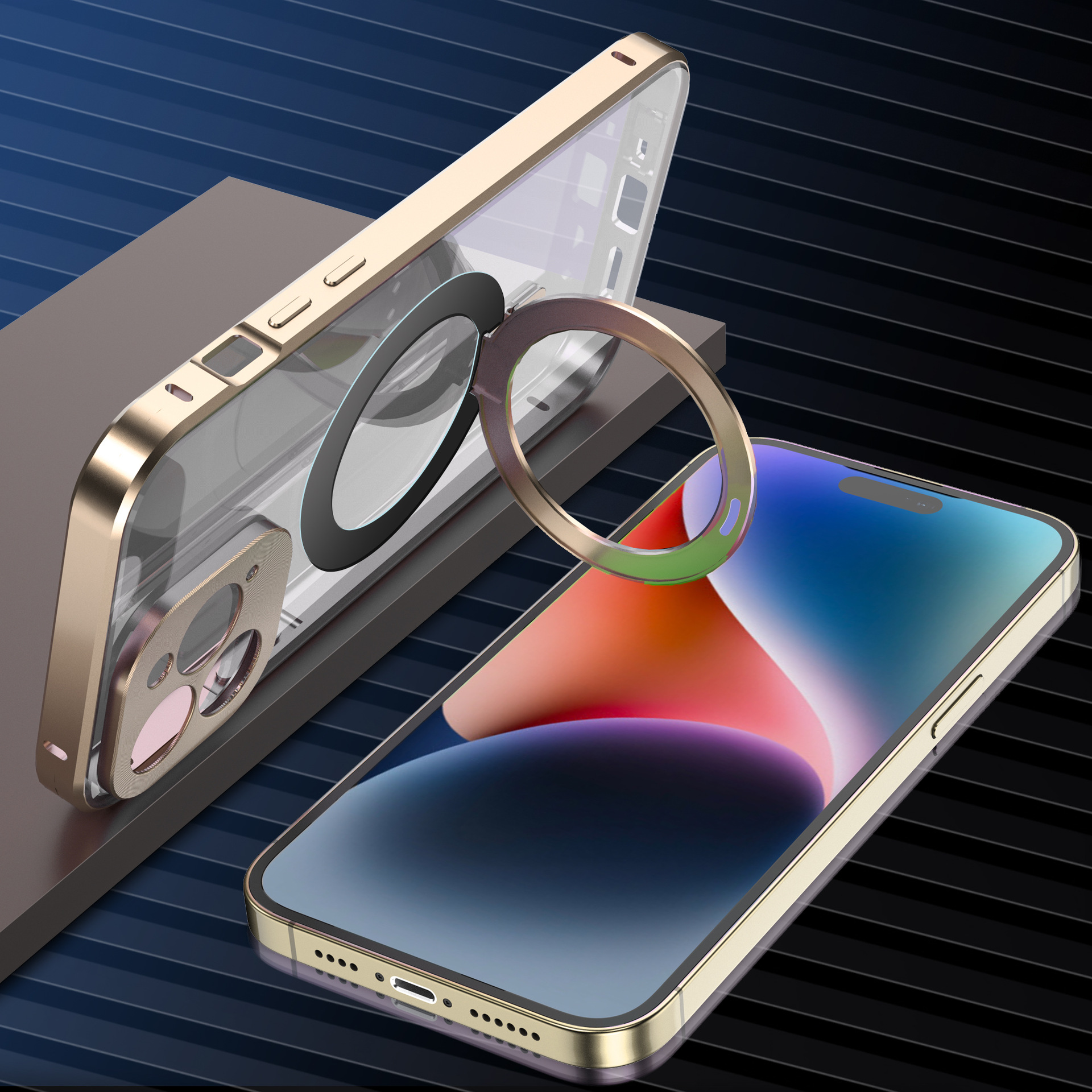 Picture of Suitable for iPhone16 Phone Case Magneto 15promax Metal Magnetic MagSafe Folding Bracket Sheath