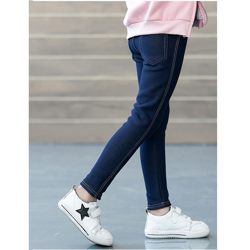 Picture of Children's Wear Winter New Thickened Large and Large Girls' Imitation Jeans Fashionable Korean Style Velvet Children's Small Foot Mouth Children's Pants