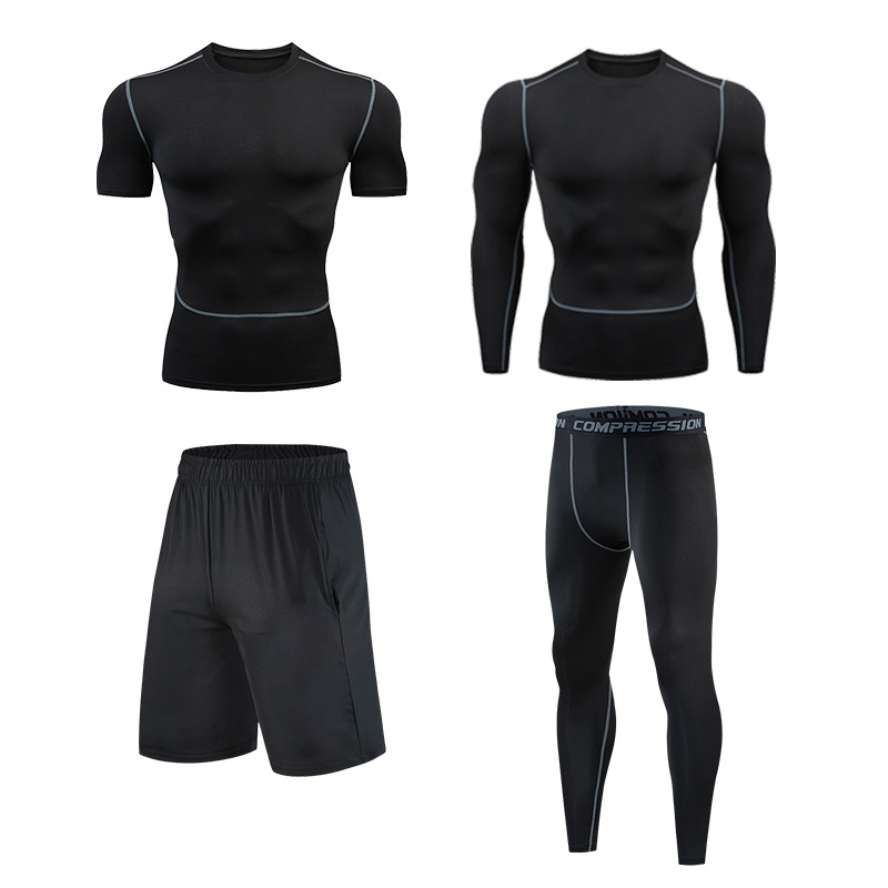 Picture of Fitness Clothes Running Clothes Men's Summer Ice Silk Quick-drying Clothes Equipment Training Hall Long-sleeved Physical Fitness Sportswear suit