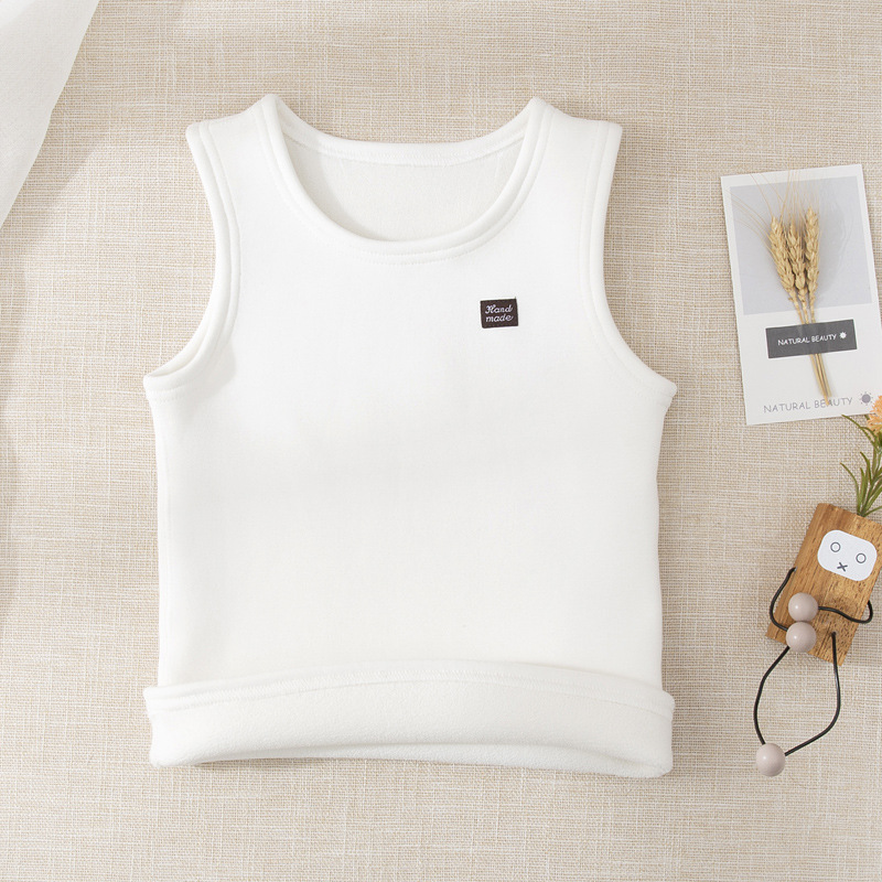 Picture of Children's one-piece velvet vest for spring and autumn close-fitting fleece-lined thick white bottoming warm girls' vest for boys