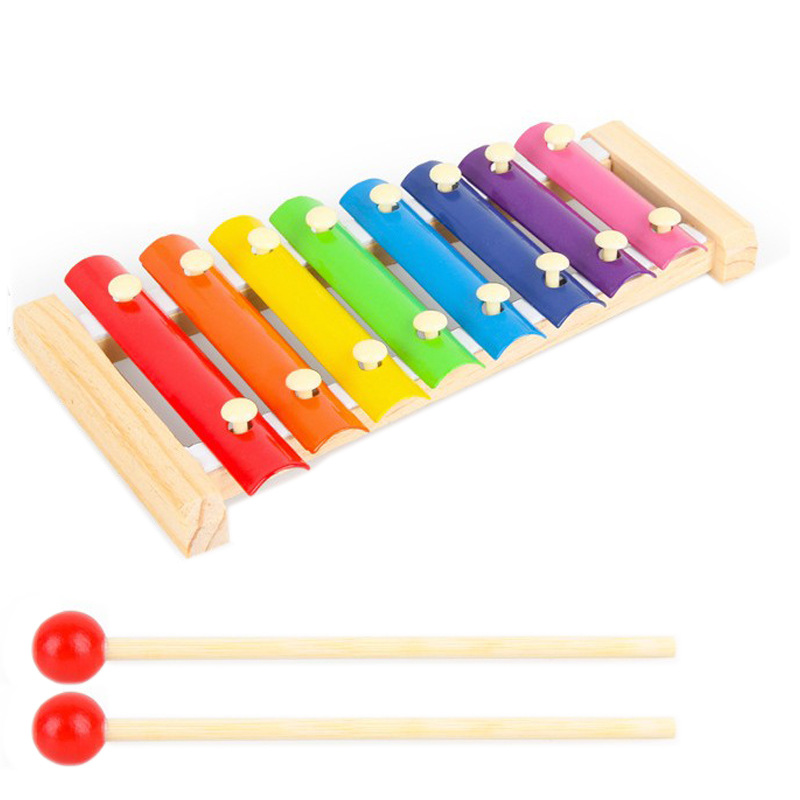 Picture of Children's wooden eight-tone accordion early education educational exercise hand-eye coordination small xylophone tapping instrument toys wholesale