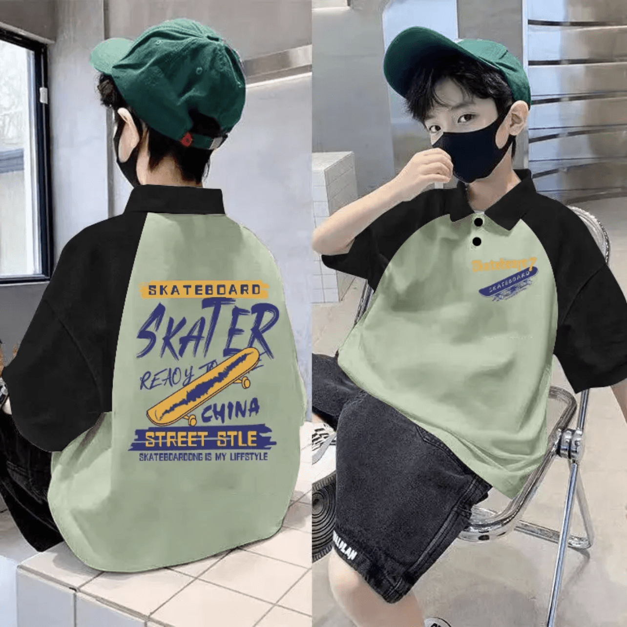 Picture of 2025 Children's Cotton Children's Wear Summer New Polo Shirt Trendy Boys' Western Style Short-sleeved T-shirt Large Children's Lapel
