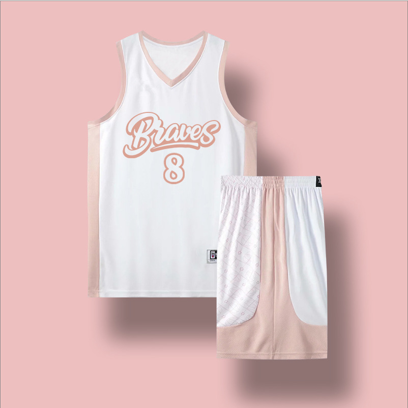 Net red pink new basketball uniform suit men's and women's fashion competition printed team uniform jersey vest printing number