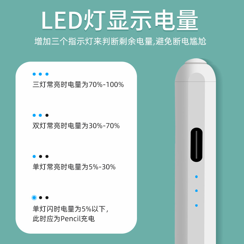 Picture of Three-Light Power Display Suitable for Apple Apple Pencil Second Generation iPad Tablet Dedicated Capacitive Pen to Prevent Touch