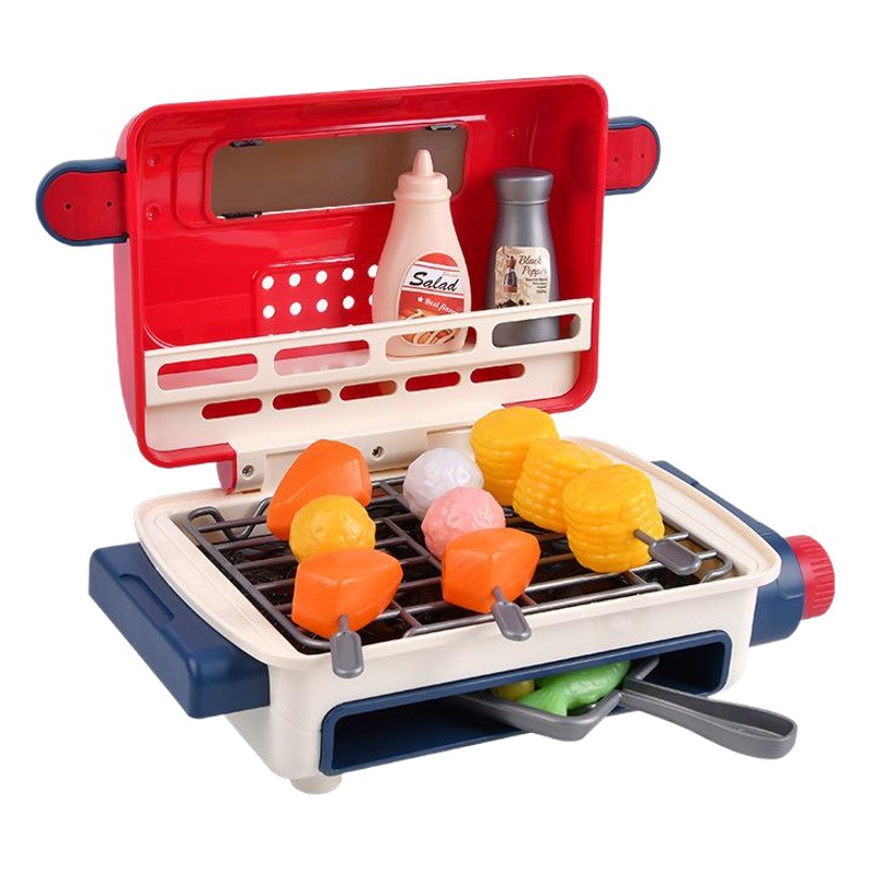 Electric Simulation Spray Barbecue Grill Light Music Food Color Changing Children's Play House Toys