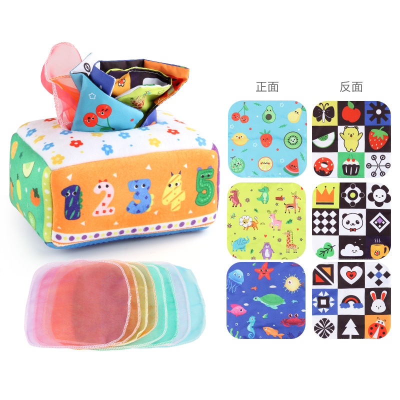 Picture of Baby puzzle early education cloth book toy box simulation dinosaur letters tear tissue box baby paper cloth book