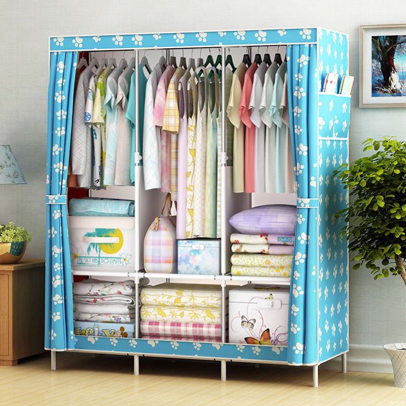 Picture of Ya Ruifan Reinforced Simple Cloth Wardrobe Storage Closet Dustproof Wardrobe Dormitory Steel Frame Reinforced Simple Modern Combination