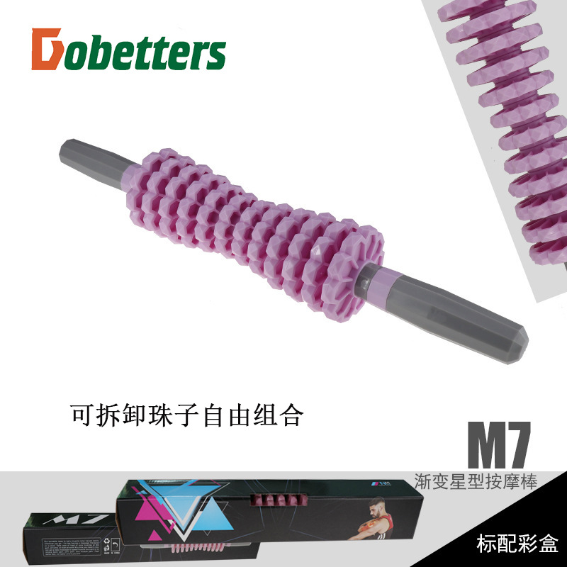 Picture of M7 gear massage stick fascia roller plastic roller stick shaft fitness yoga deep muscle relaxation massage shaft