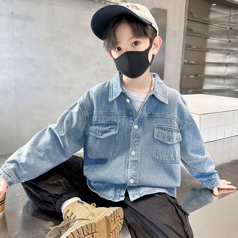 Picture of Boys' spring Denim coat shirt children's 2024 new big children's autumn fried street autumn clothes boys' coat fashion