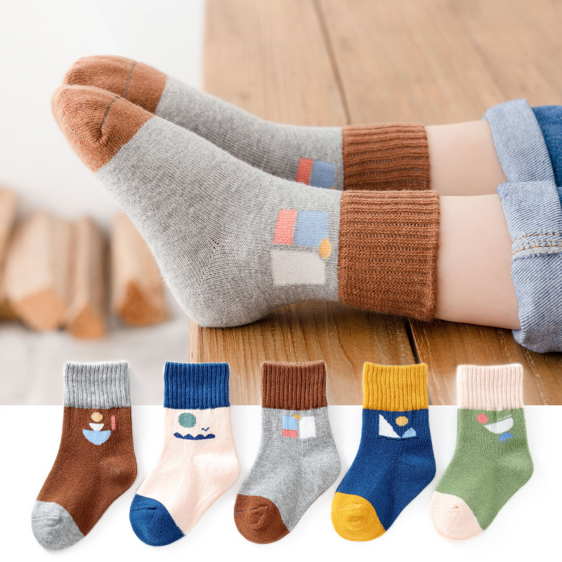 Picture of Mufan New Class A Children's Socks Autumn and Winter Girls 1-3 Years Old Boys' Baby Cartoon Children's Socks Baby Spring and Autumn Socks