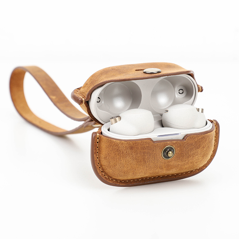 Picture of Suitable for Sony Headset wf-1000xm4 Protective Case Lanyard Leather Sony Bluetooth Headset