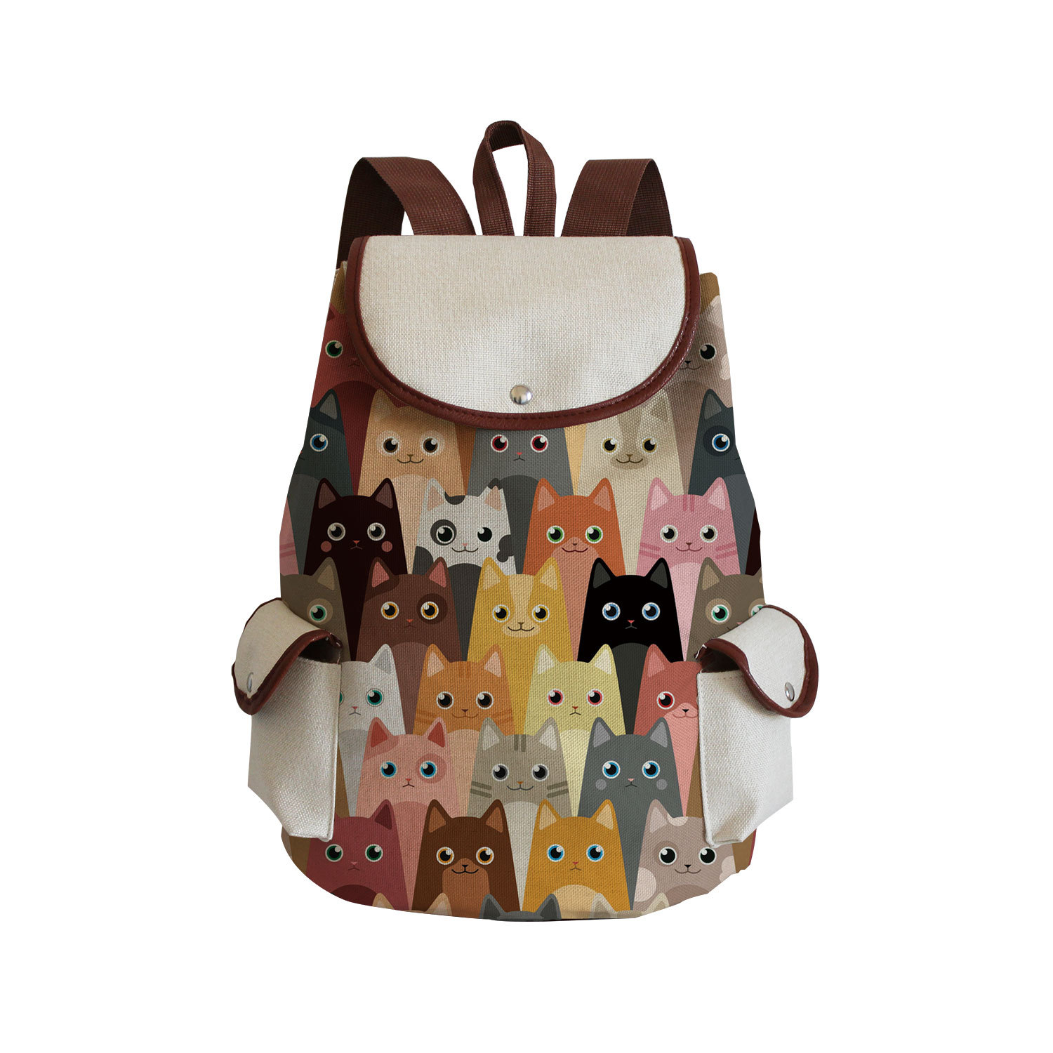 Picture of 2022 Cartoon Cute Backpack New Student Schoolbag Fashion Cat Group Printed Travel Backpack to Set