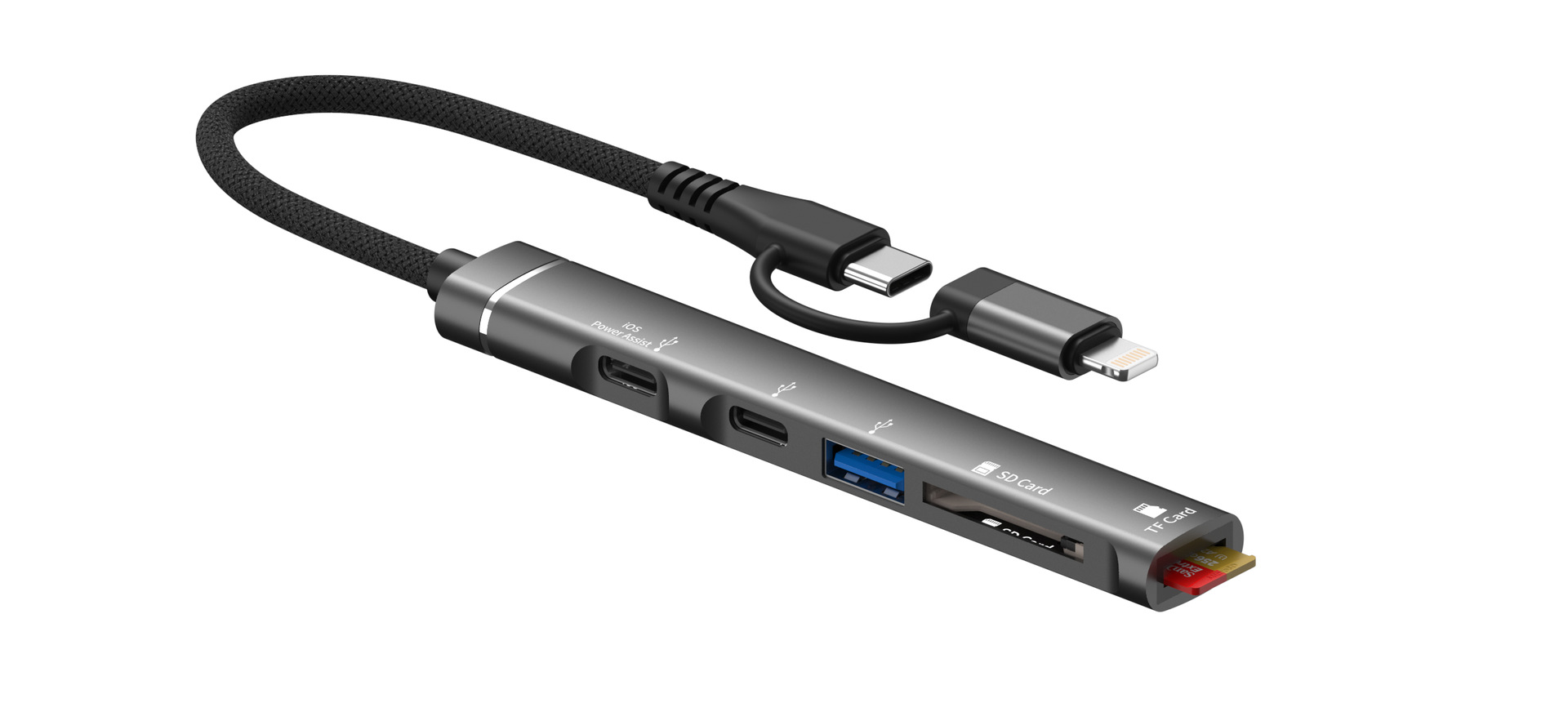 Picture of Docking station for Apple Android TF/SD card reader USB/Type-C female Port multi-function five-port hub