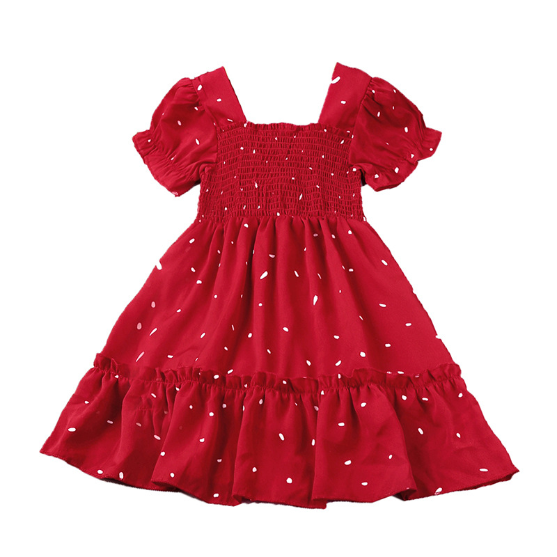 Picture of Girls dress explosions foreign trade children's clothing 2025 summer new western style wave point children's short sleeve princess skirt wholesale