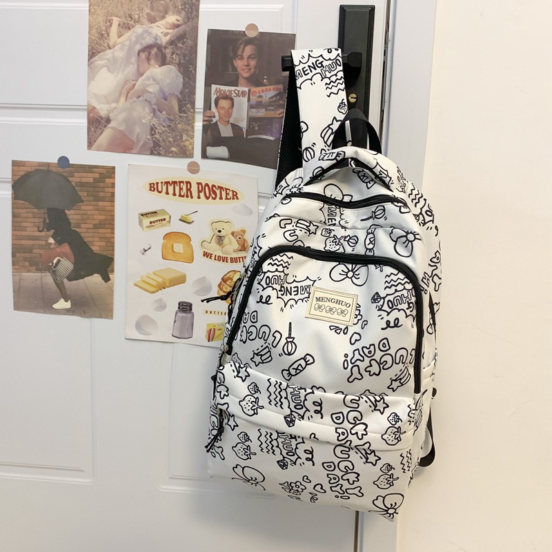 Picture of Japanese Style Fresh Style Distinctive Graffiti Junior High School Schoolbag Women's Large Capacity Casual Strawberry Bear Printed Backpack