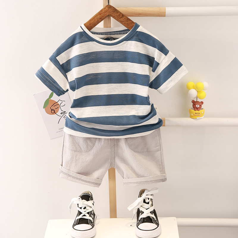 Picture of Boys' suit 2023 New Summer Children's Wide Short-sleeved Two-piece Korean-style Casual Handsome Fashionable Clothes for Boys