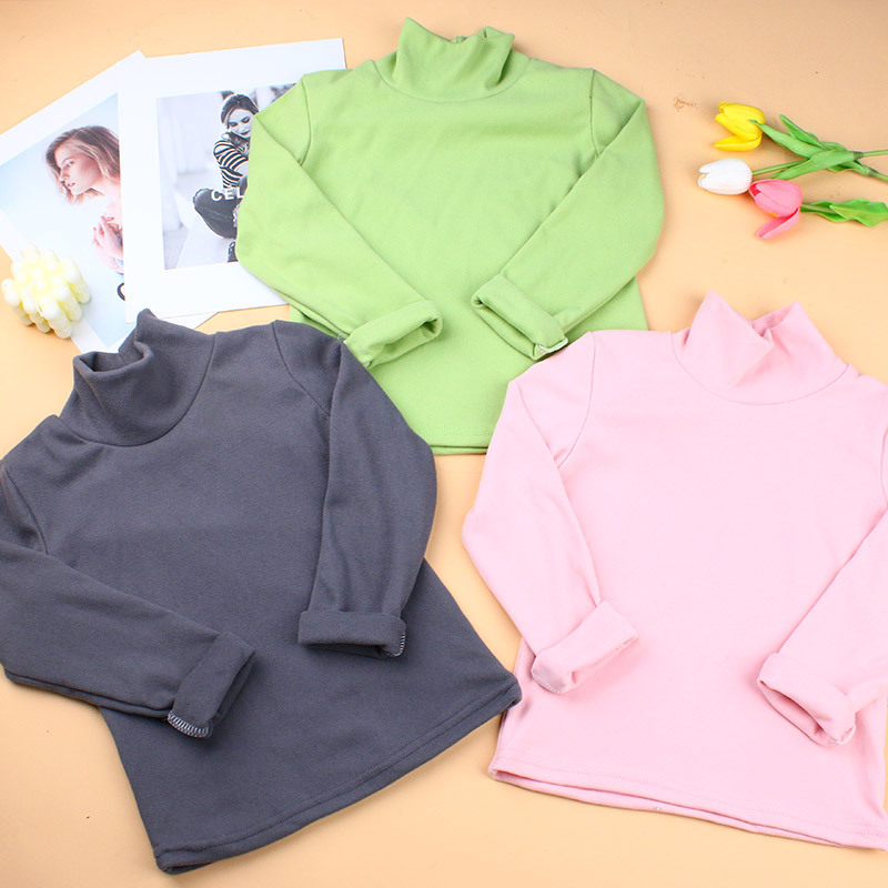Picture of Autumn and Winter New Style German Velvet Kidsren's Half Turtleneck Bottoming Shirt Pure Color Boys and Girls Baby Thermal Intimates Dropshipping