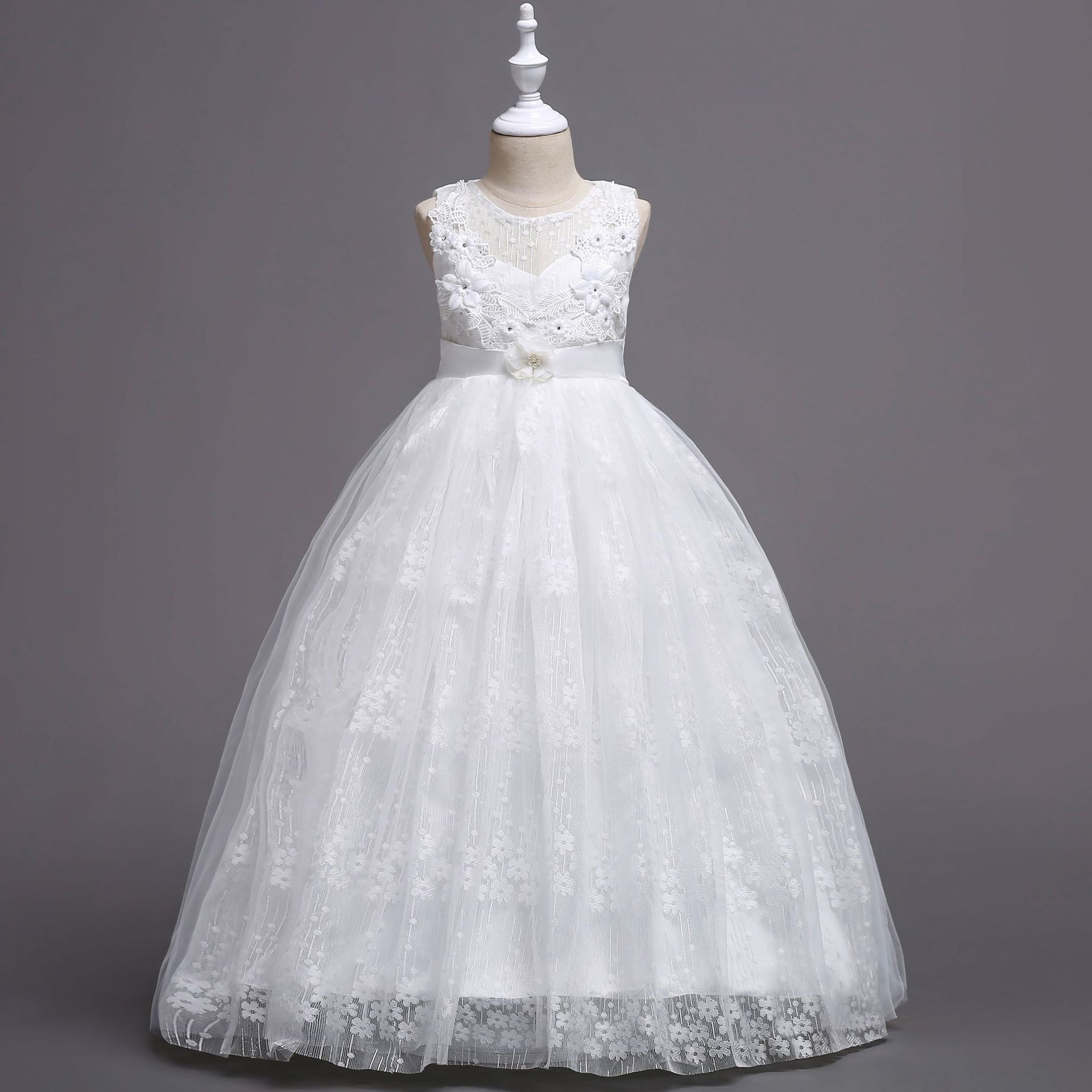 Picture of Girls' Dress Princess Dress Long Large Children's Wedding Dress Lace Pouce Dress Vest kidsdress