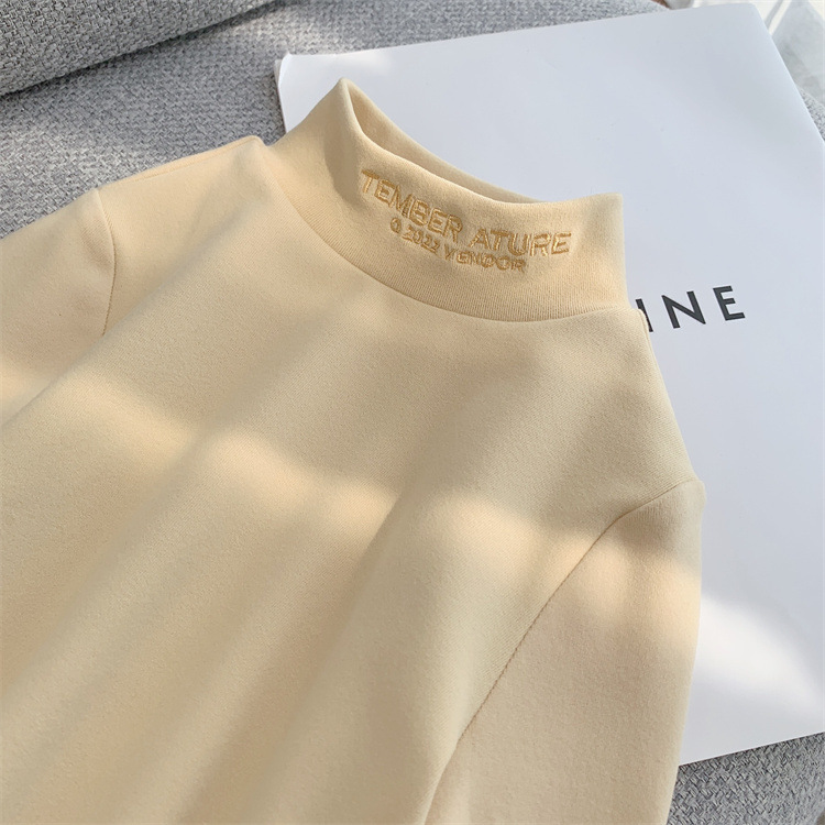 Picture of Autumn and Winter Girls' Base Shirt Velvet Small and Medium-sized Children's Girls' Baby Half-high Collar T-shirt Top Children's Western-style Warm Shirt