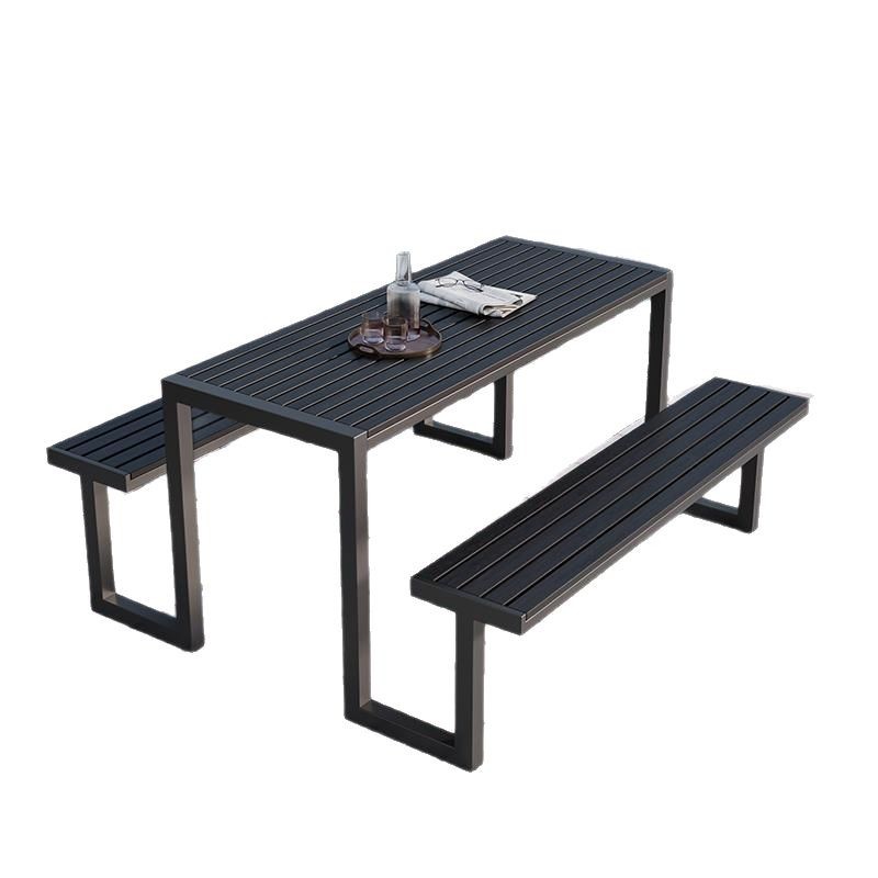 Picture of Outdoor courtyard conjoined plastic wood tables and chairs commercial spot scenic spot anticorrosive wood bench outdoor residential property leisure tables and chairs