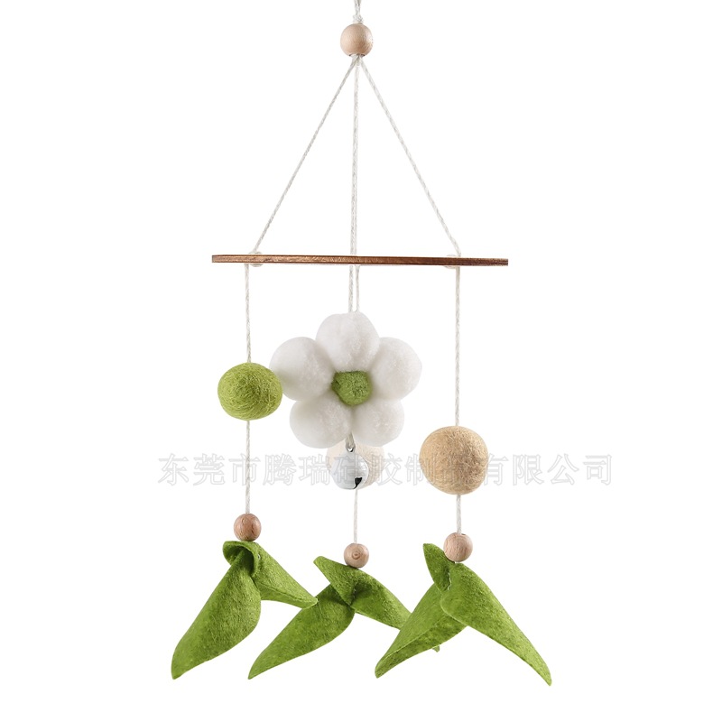 Picture of Ins Style Bee Flower Handmade Woven Bed Bell Nordic Style Crib Bee Bed Bell Children's Room Pendant Wind Bell