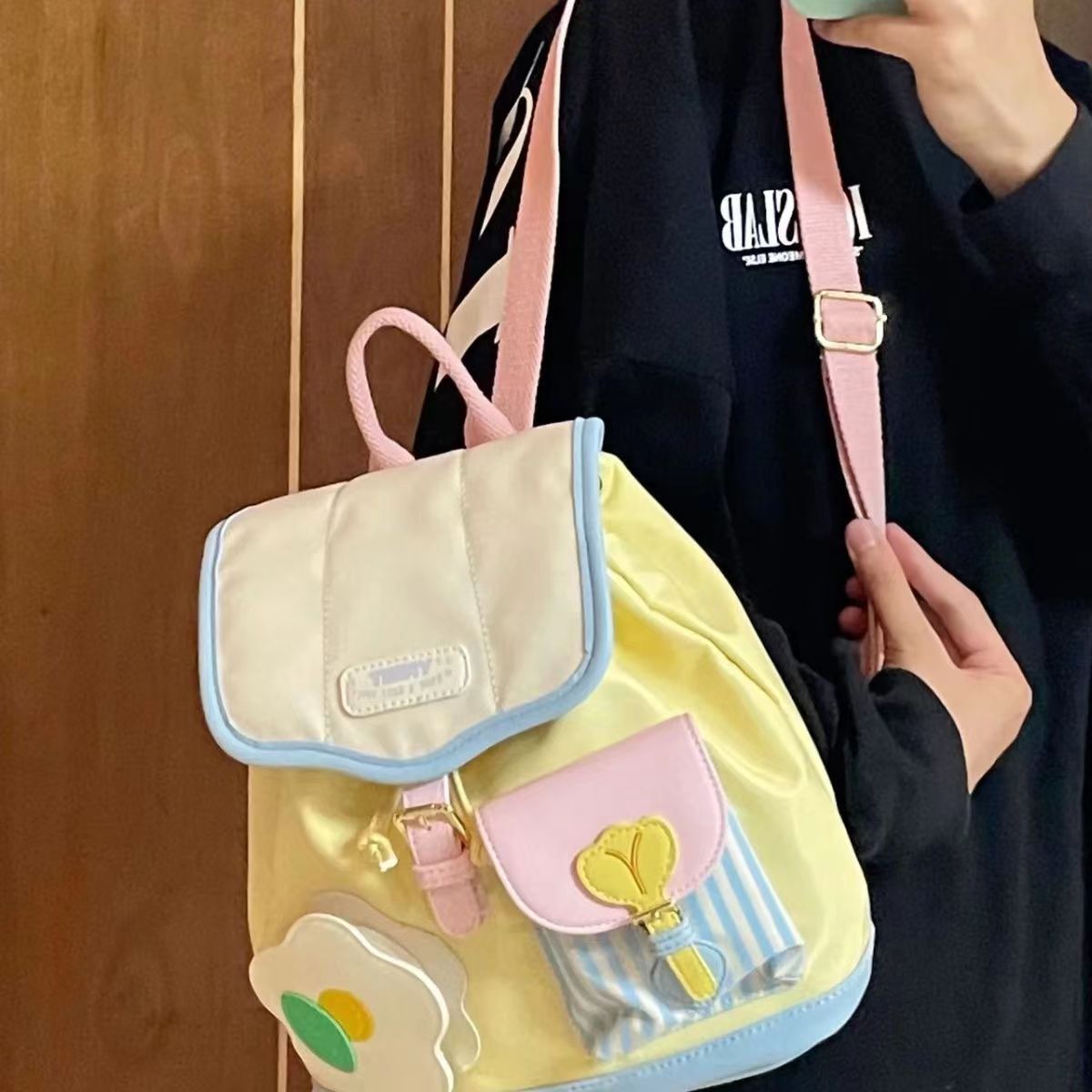Picture of Cross-border wholesale mini backpack 2023 new Korean style color matching male and female student schoolbag fashion casual backpack fashion