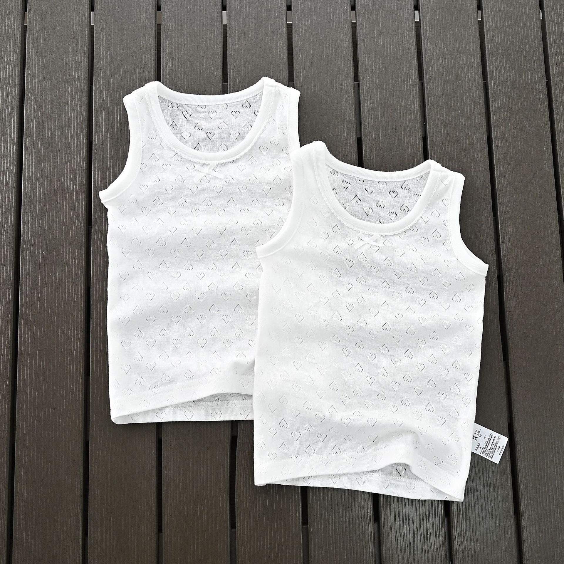 Picture of Distribution Export Kidsren's Clothing Source Factory Japanese Style Mesh Cut Out Cotton White Kidsren's Base Vest Sweat-Absorbent Men