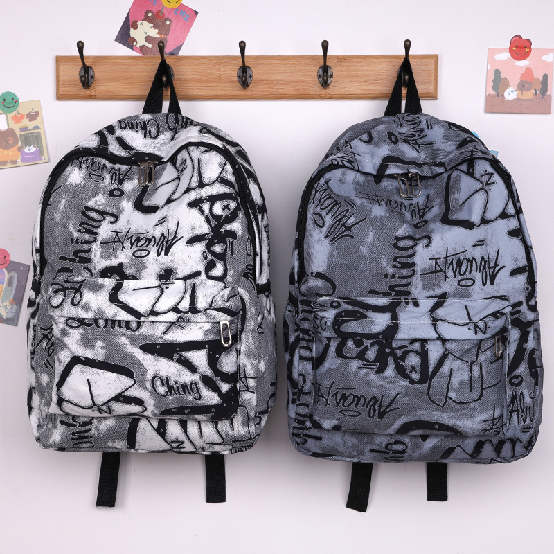 Picture of Niche Design Nylon Printed Backpack for Men and Women, Casual Large-Capacity Travel Backpack, College Student School Bag