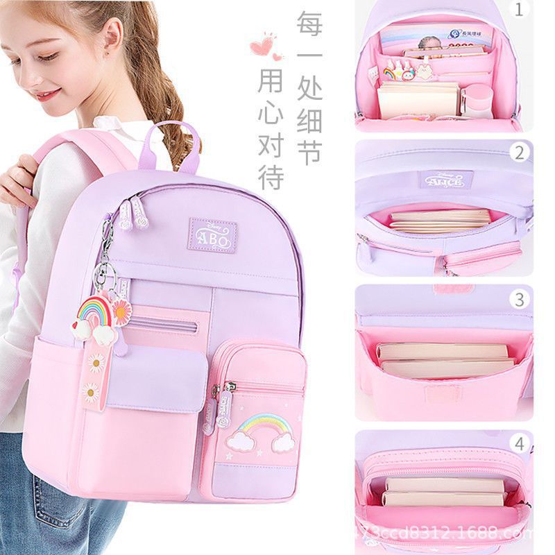 Picture of New Ins Style Primary School Bag Cute Men and Women Burden-Reducing Spine Protection Universal Large-Capacity Kidsren's Backpack