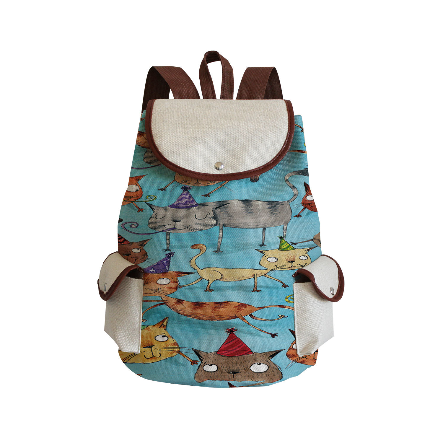 Picture of 2022 Cartoon Cute Backpack New Student Schoolbag Fashion Cat Group Printed Travel Backpack to Set