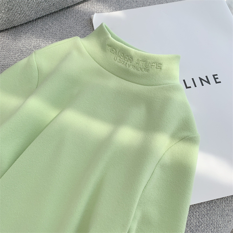 Picture of Autumn and Winter Girls' Base Shirt Velvet Small and Medium-sized Children's Girls' Baby Half-high Collar T-shirt Top Children's Western-style Warm Shirt