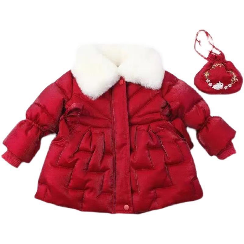 Picture of Girls' cotton-padded clothes 2022 new children's cotton-padded jacket long bright silk plus velvet padded Parker clothes cotton-padded clothes national tide