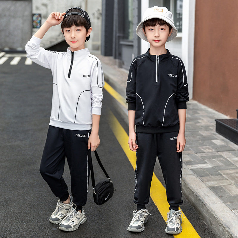 Picture of Boys' Spring 2025 New Spring Clothing Children's Spring and Autumn Children's Clothing Korean Style Sports Sweatshirt Suit Western Style Medium and Large Children's Trendy