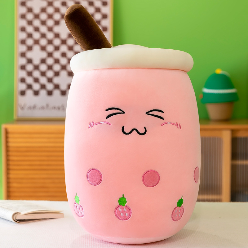 Picture of Simulation fruit milk tea cup pillow plush toy large bubble tea Doll Doll Gift cross-border foreign trade