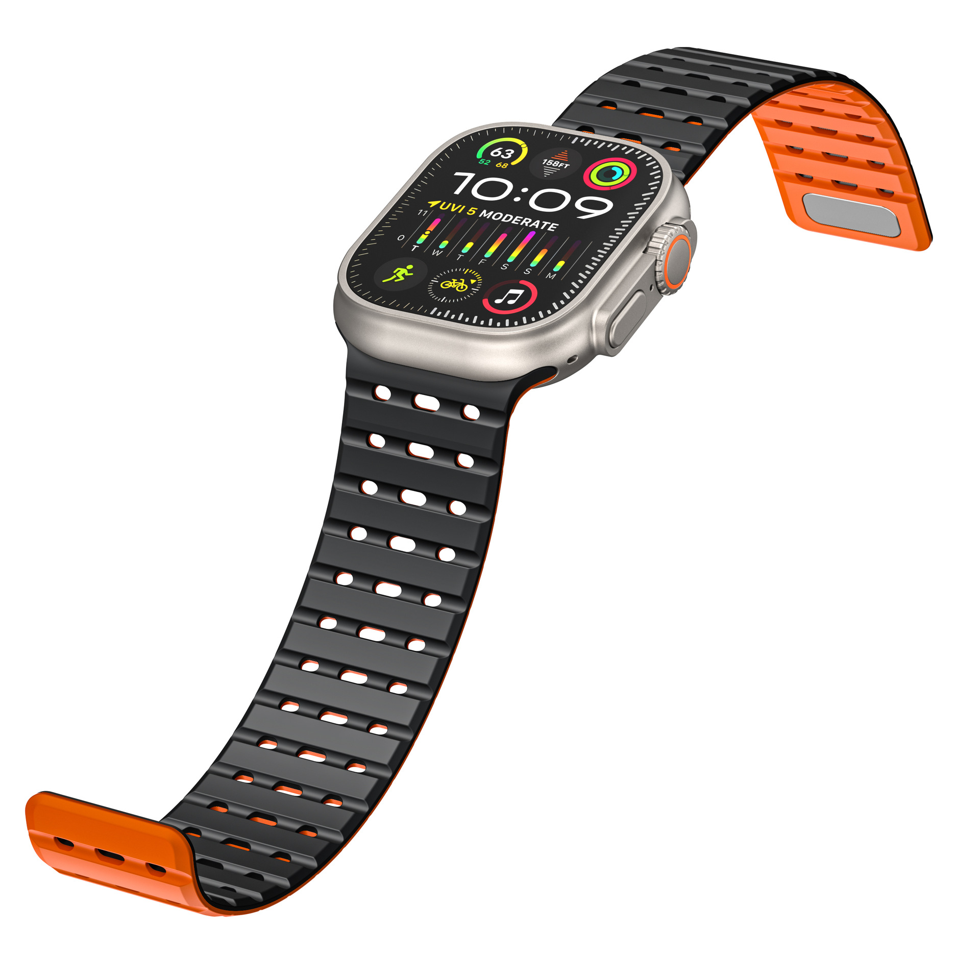 Picture of For Apple Watch Magnetic Suction Silicone Loop Strap appleiwatchs10 Generation Perforated Breathable Wholesale for Men and Women